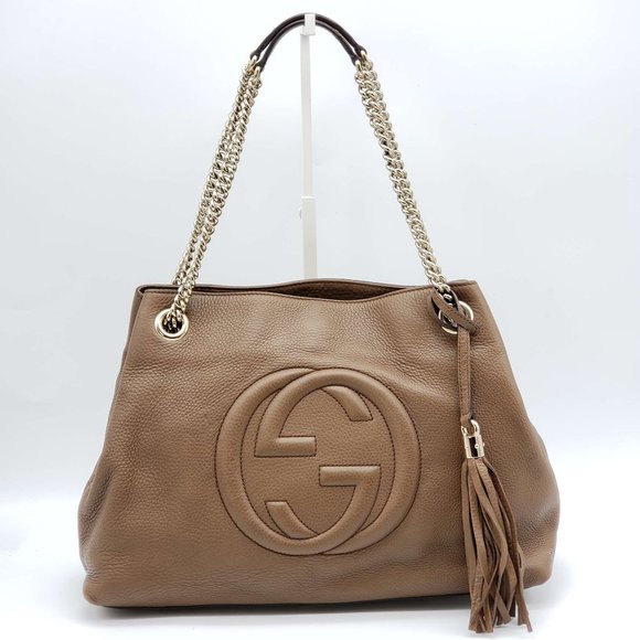 100% Authentic Gucci GG Soho on Chain Medium Brown Shoulder Bag
